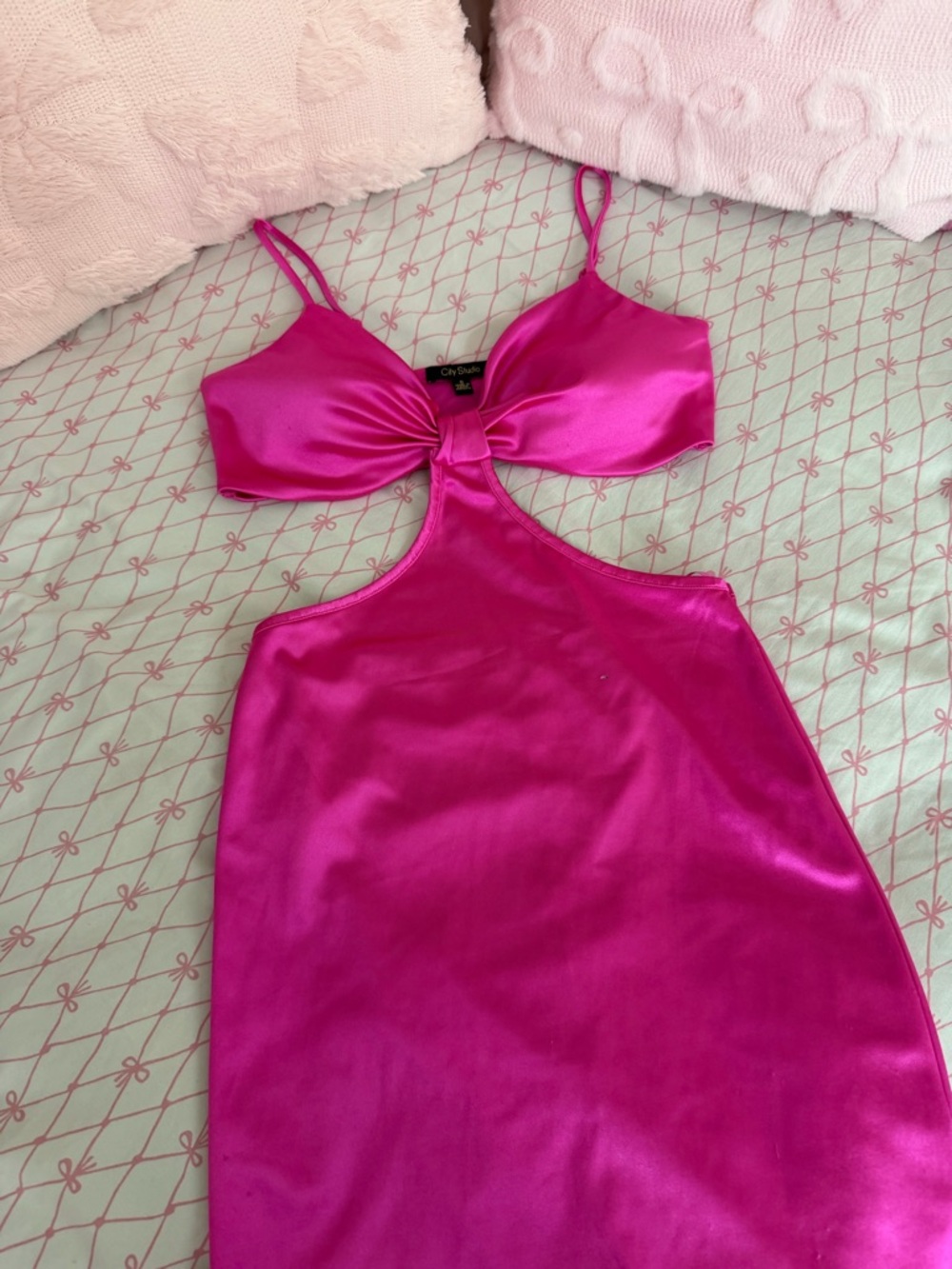 Hot Pink Cutout Satin Dress